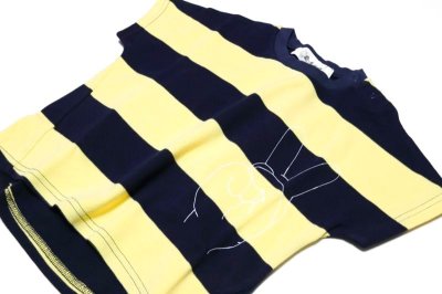 画像2: Geewhiz(ジーウィズ)ピース/ボーダー半袖Tシャツ【navy×yellow】