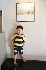 画像1: Geewhiz(ジーウィズ)ピース/ボーダー半袖Tシャツ【navy×yellow】 (1)