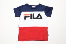 画像1: FILA(フィラ)　トリコロールTシャツ 【コン/レッド】【キッズ/ベビー】【80-140cm】 (1)