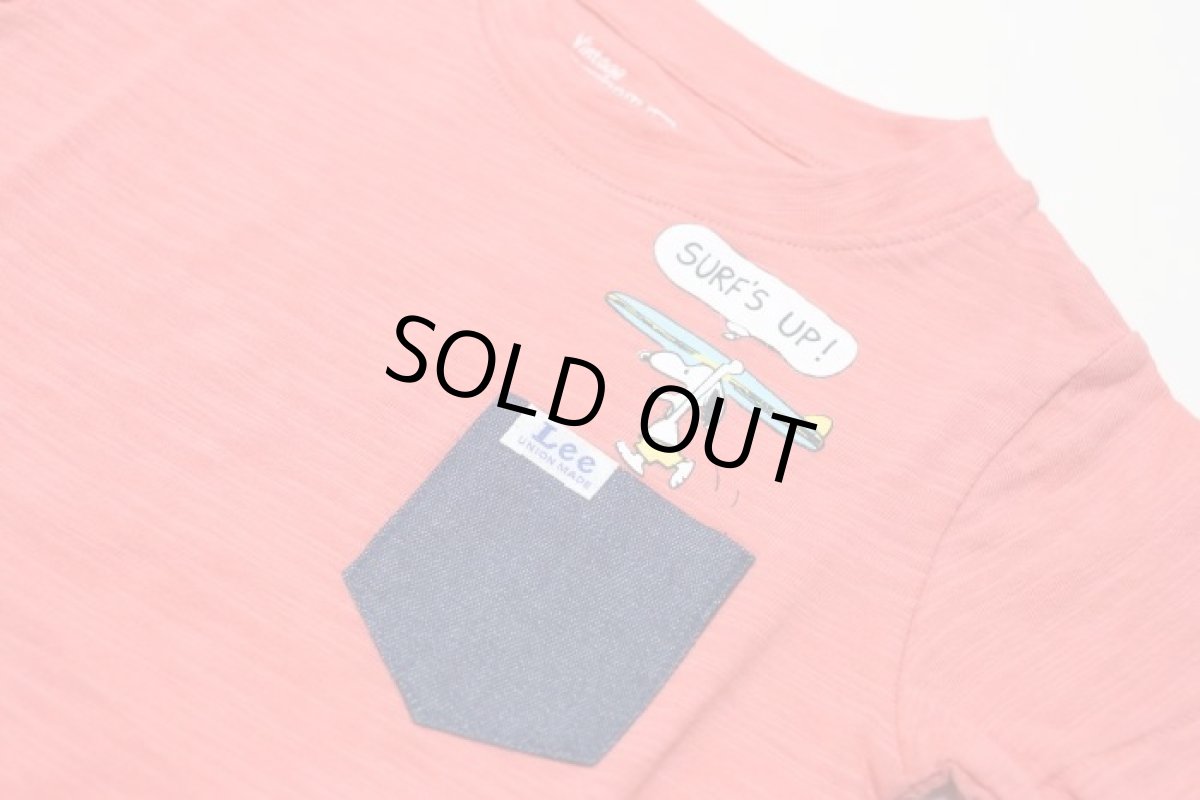 画像2: Lee(リー)×PEANUTS(ピーナッツ) スヌーピーサーフポケット半袖Tシャツ【ピンク】【キッズ/ベビー】【80-140cm】 (2)