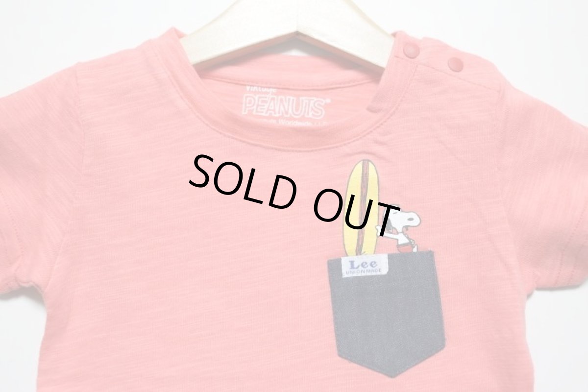 画像3: Lee(リー)×StompStamp(ストンプスタンプ)×PEANUTS(ピーナッツ) スヌーピーサーフポケット半袖Tシャツ【ピュアピンク】【キッズ/ベビー】【80-140cm】 (3)