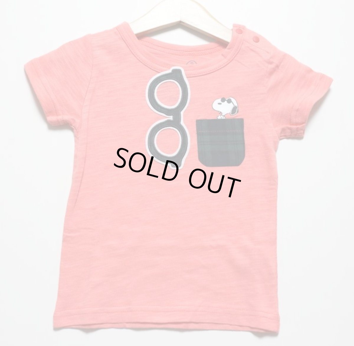 画像1: SALE50%OFF PEANUTS(ピーナッツ)×StompStamp(ストンプスタンプ) スヌーピーポケット付き半袖Tシャツ【ピンク】【キッズ/ベビー】【80-140cm】 (1)
