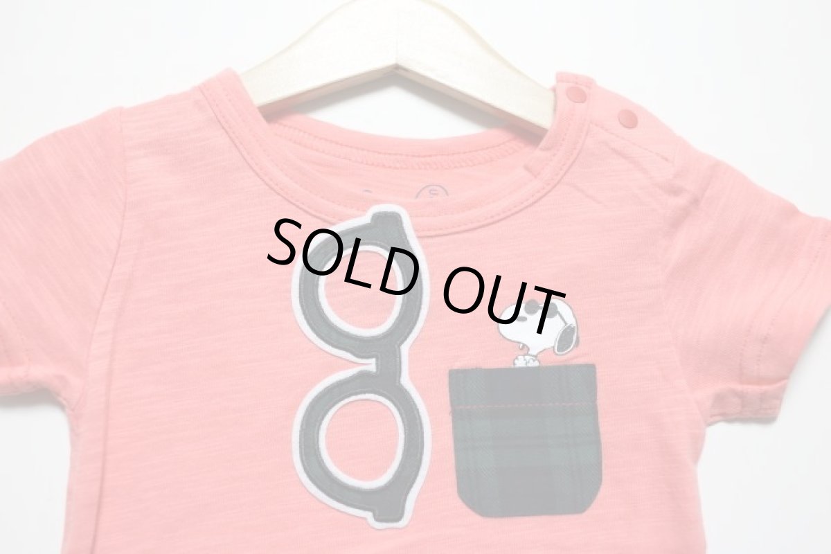 画像3: SALE50%OFF PEANUTS(ピーナッツ)×StompStamp(ストンプスタンプ) スヌーピーポケット付き半袖Tシャツ【ピンク】【キッズ/ベビー】【80-140cm】 (3)