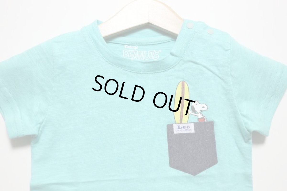画像3: Lee(リー)×StompStamp(ストンプスタンプ)×PEANUTS(ピーナッツ) スヌーピーサーフポケット半袖Tシャツ【グリーン】【キッズ/ベビー】【80-140cm】 (3)