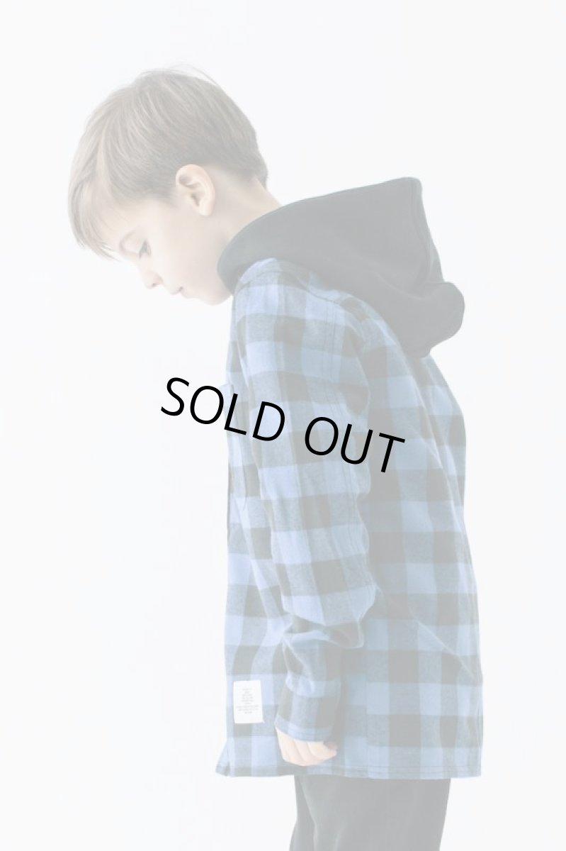 画像2: 【SALE30%OFF】SMOOTHY(スムージー) ブロックチェックフードシャツ 【BLUE】【90-160cm】 (2)