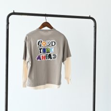 画像1: GENERATOR(ジェネレーター) GOOD TIME レイヤード L/S Tシャツ【GU/グレージュ】【110-160cm】 (1)