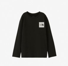 画像1: ノースフェイス キッズ tシャツ THE NORTH FACE ロングスリーブスモールスクエアロゴティー L/S Small Square Logo Tee【K/ブラック】 【100 110 120 130 140 150】 (1)