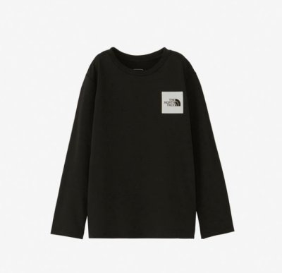 画像1: ノースフェイス キッズ tシャツ THE NORTH FACE ロングスリーブスモールスクエアロゴティー L/S Small Square Logo Tee【K/ブラック】 【100 110 120 130 140 150】