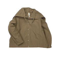 画像2: MOUN TEN./MOUNTEN/マウンテン/キッズ/ジュニア/子供服 C/N typewriter sailor hood shirt mocha 0(145-155cm) (2)