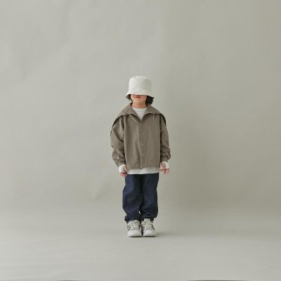 画像1: MOUN TEN./MOUNTEN/マウンテン/キッズ/ジュニア/子供服 C/N typewriter sailor hood shirt mocha 0(145-155cm)