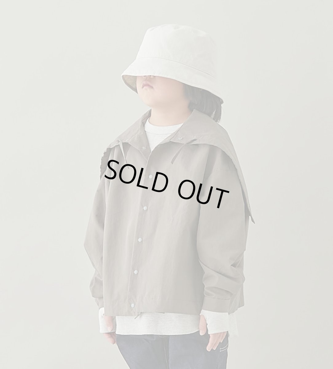 画像1: MOUN TEN./MOUNTEN/マウンテン/キッズ/ジュニア/子供服 C/N typewriter sailor hood shirt mocha 0(145-155cm) (1)