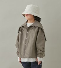 画像1: MOUN TEN./MOUNTEN/マウンテン/キッズ/ジュニア/子供服 C/N typewriter sailor hood shirt mocha 0(145-155cm) (1)