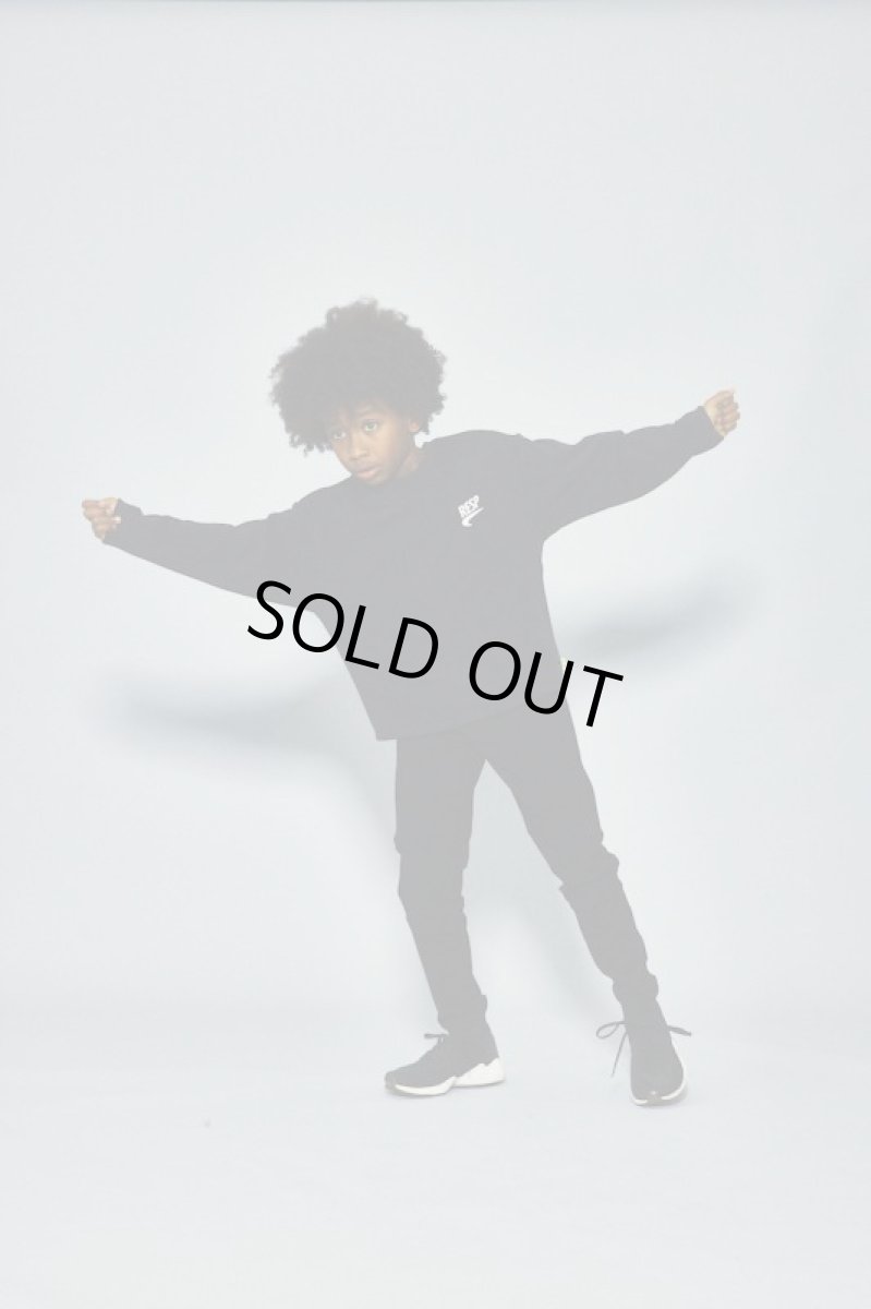 画像4: RESP アールイーエスピー RESP ワンポイント L/S Tee BLACK 130cm 140cm 150cm 160cm  (4)