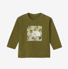 画像1: ザ・ノースフェイス/THE NORTH FACE/ベビー/子供服  B L/S GRAPHIC SQUARE LOGO TEE ロングスリーブグラフィックスクエアロゴティー フォレストオリーブ・FO 80cm 90cm  (1)