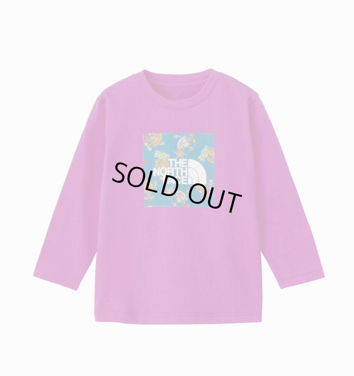 画像1: THE NORTH FACE ロングスリーブグラフィックスクエアロゴティー キッズ 100cm-120cm  (1)