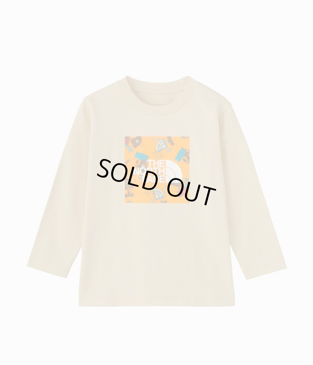 画像1: THE NORTH FACE ロングスリーブグラフィックスクエアロゴティー キッズ 100cm-120cm  (1)