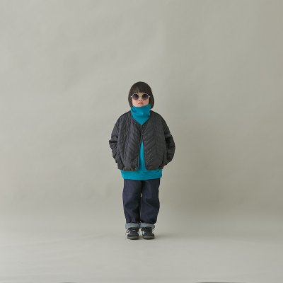 画像1: MOUN TEN./MOUNTEN/マウンテン/キッズ/ジュニア/子供服 zigzag quilt sepalate coat black 110cm 125cm 140cm