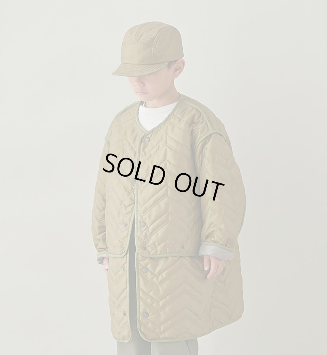 画像1: MOUN TEN./MOUNTEN/マウンテン/キッズ/ジュニア/子供服 zigzag quilt sepalate coat light khaki 0(145-155cm) (1)