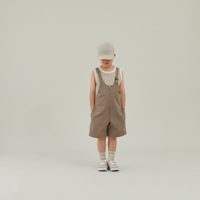 画像1: MOUN TEN. マウンテン stretch nylon salopette (re-nylon) mocha (110cm〜140cm)