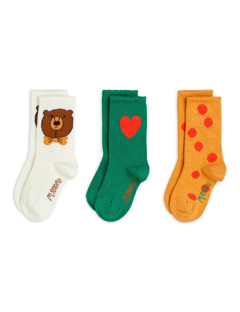 画像1: Mini Rodini (ミニロディー二) BEAR 3-PACK SOCKS (1)