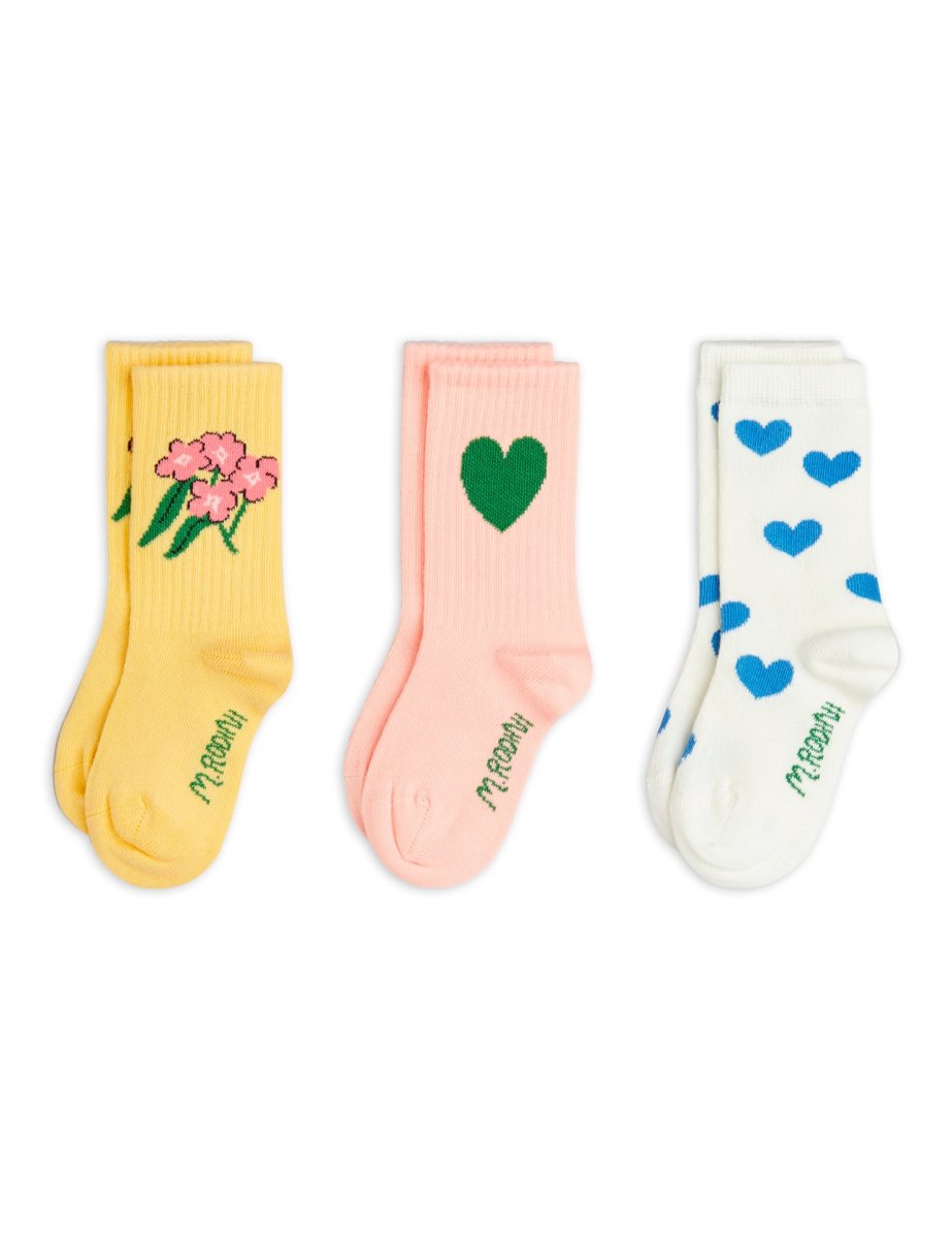 画像1: Mini Rodini (ミニロディー二) ALPINE FLOWERS 3-PACK SOCKS (1)