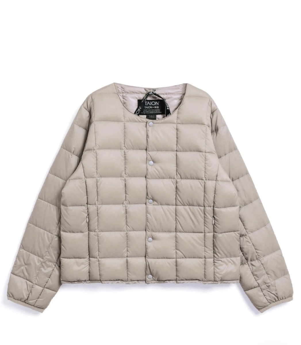 画像1: TAION タイオン KIDS キッズ ベーシック クルーネックボタン インナーダウンジャケット (1)