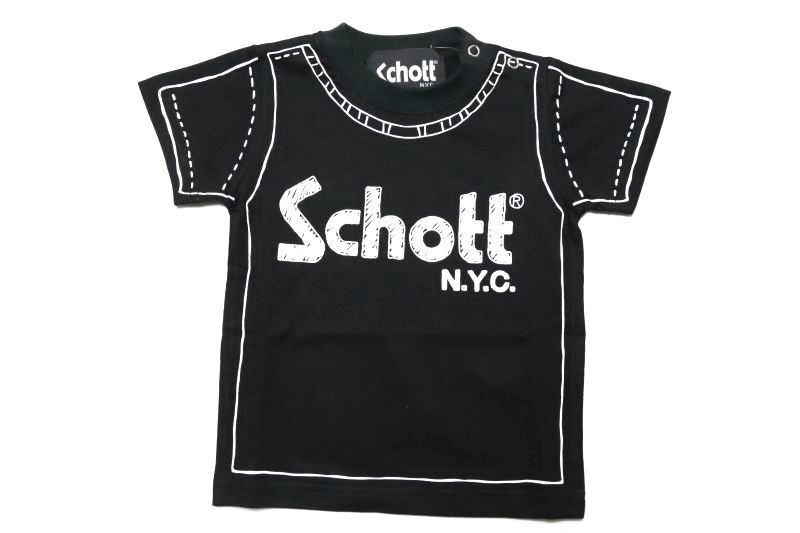 画像1: Schott(ショット)だまし絵ロゴTシャツ【ブラック】 (1)