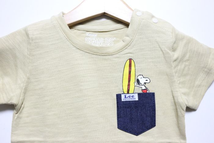 Lee リー Stompstamp ストンプスタンプ Peanuts ピーナッツ スヌーピーサーフポケット半袖tシャツ ベージュ キッズ ベビー 80 140cm 子供服セレクトショップ Rooms神戸